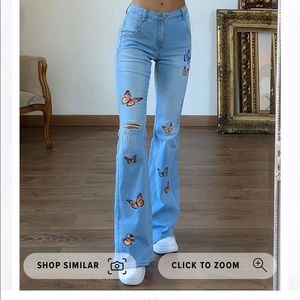 Fashion nova butterfly jeans!